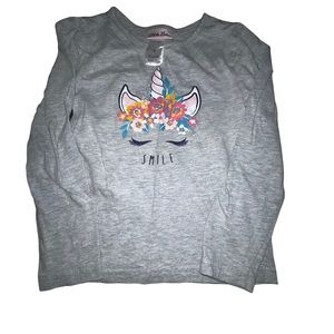 Little Lass Little Girls Unicorn Long Sleeve Shirts Size 6 Grey Unicorn Graphic